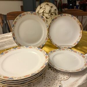 Nortake Floral Dinner Plate Set - Gold and White